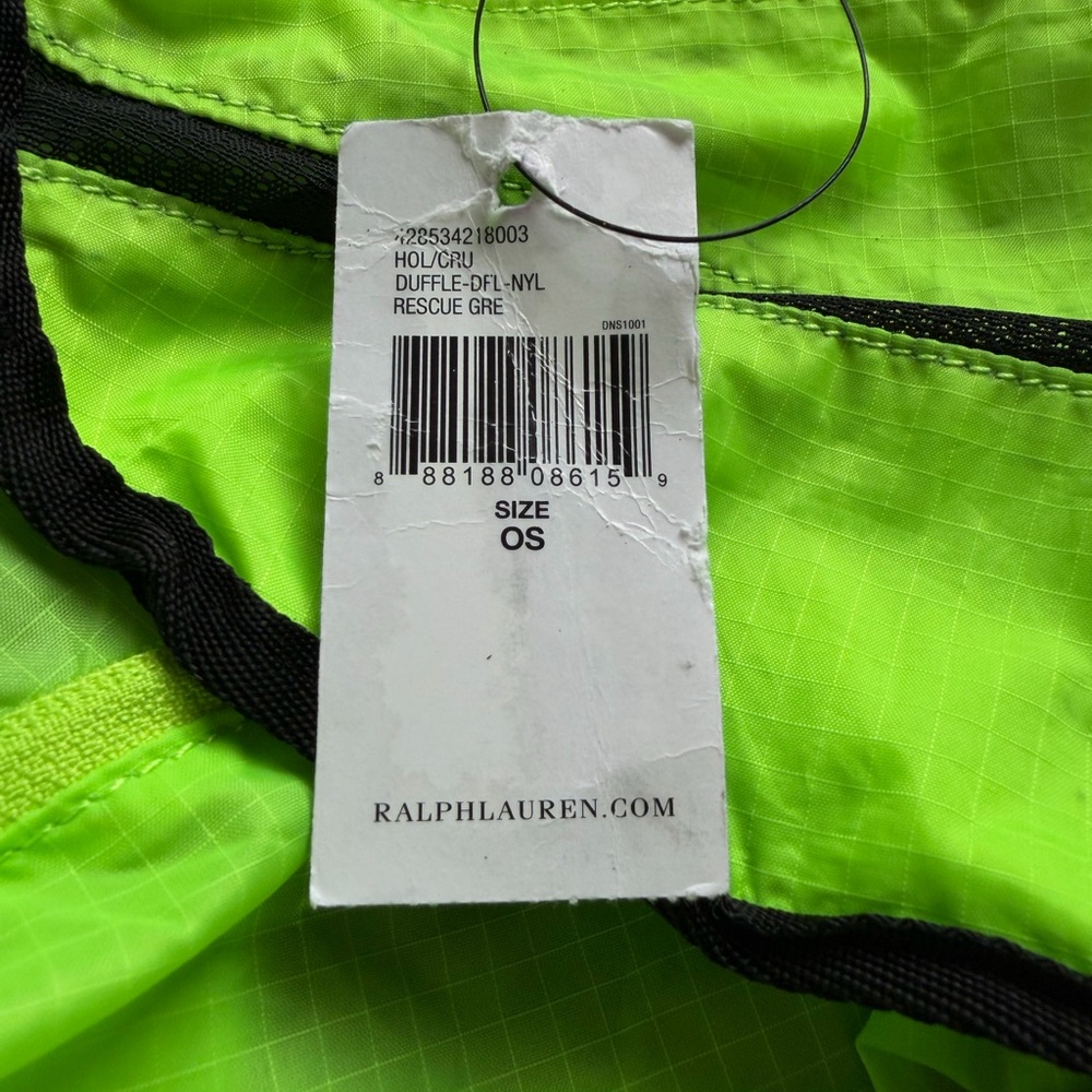 RLX Ralph Lauren Neon Green and Black Sport Packable Duffel Lightweight Bag - Picture 13 of 16
